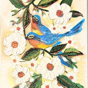 Original Floral and Bird Art Painting -Acrylic Hand Painted canva 11in x 14in